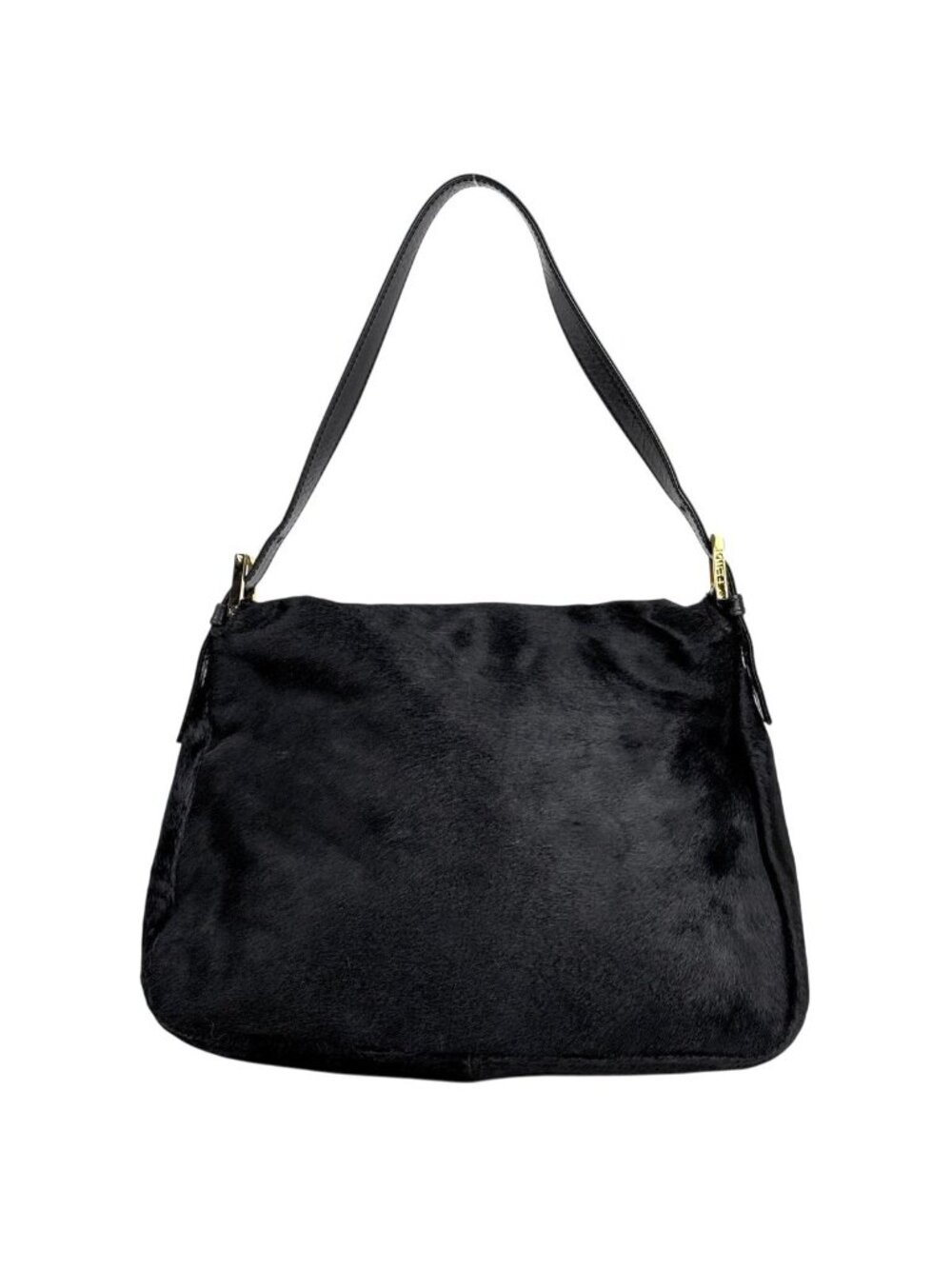 Fendi Zucca Logo Shoulder Bag Mamma Baguette Calf Hair Black - Picture 3 of 12